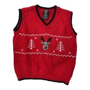 Dockers Baby Boys Christmas Reindeer V-neck Pullover Sweater Vest Size 18 Months